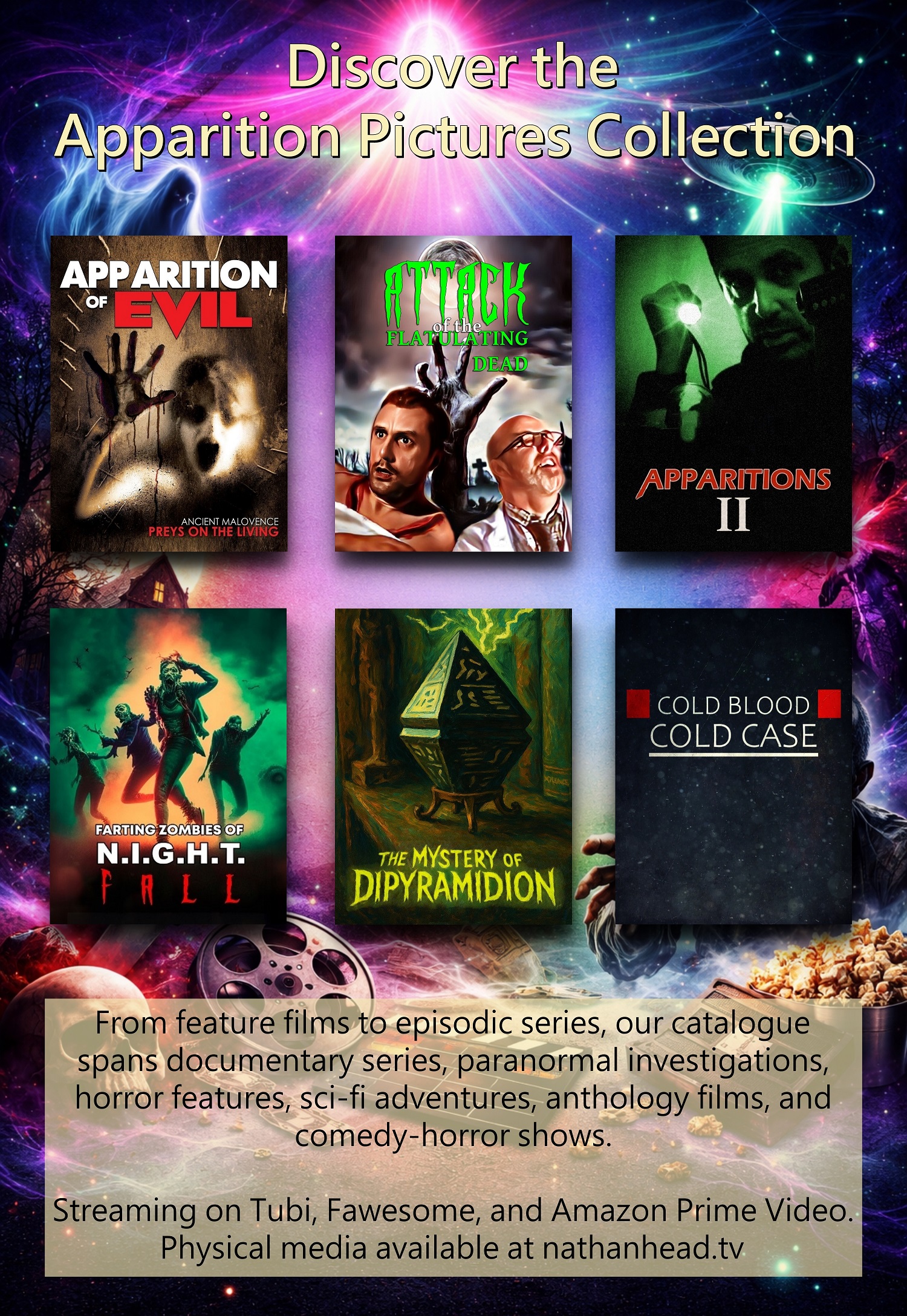 flier for various Apparition Pictures productions