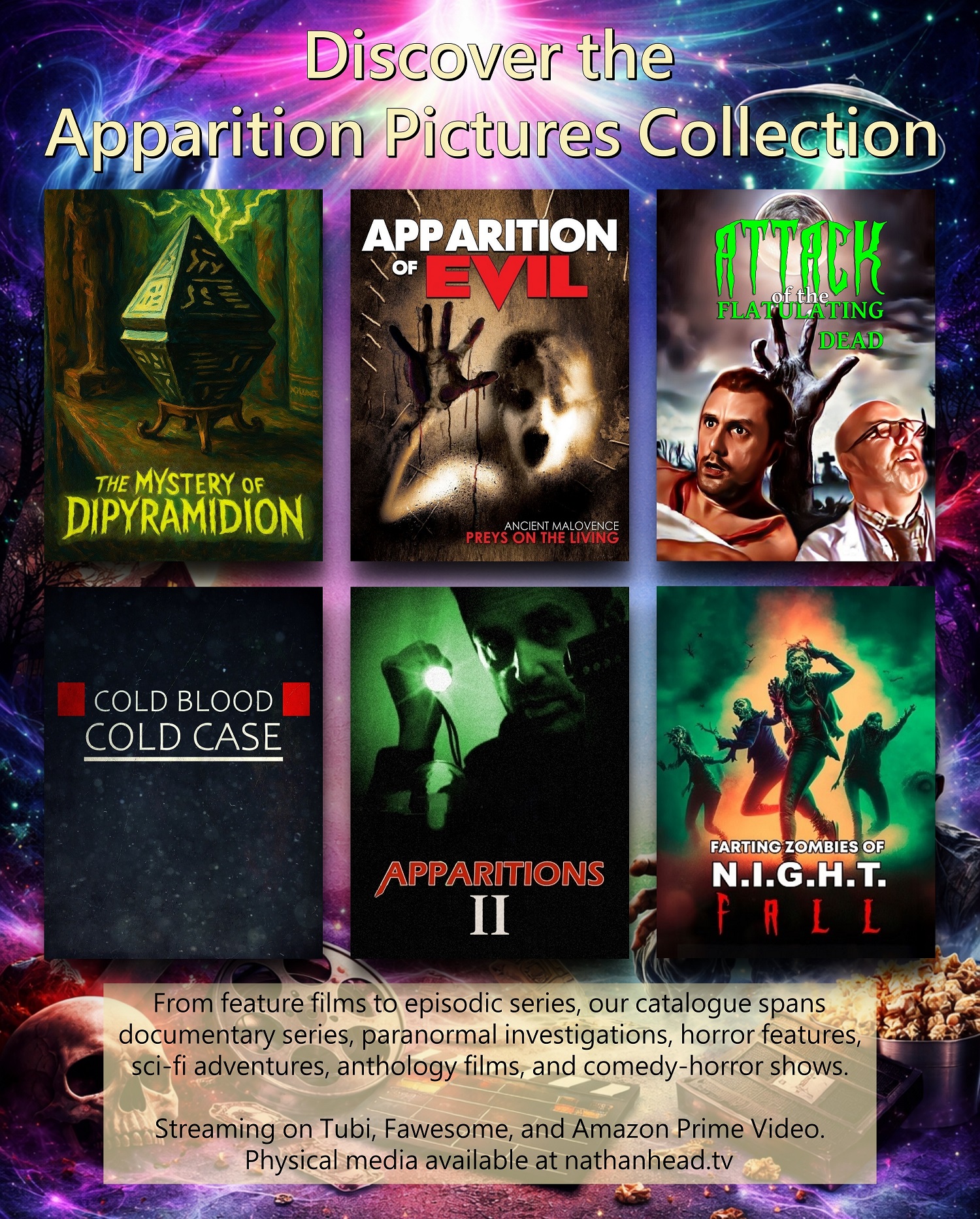 flier for various Apparition Pictures productions